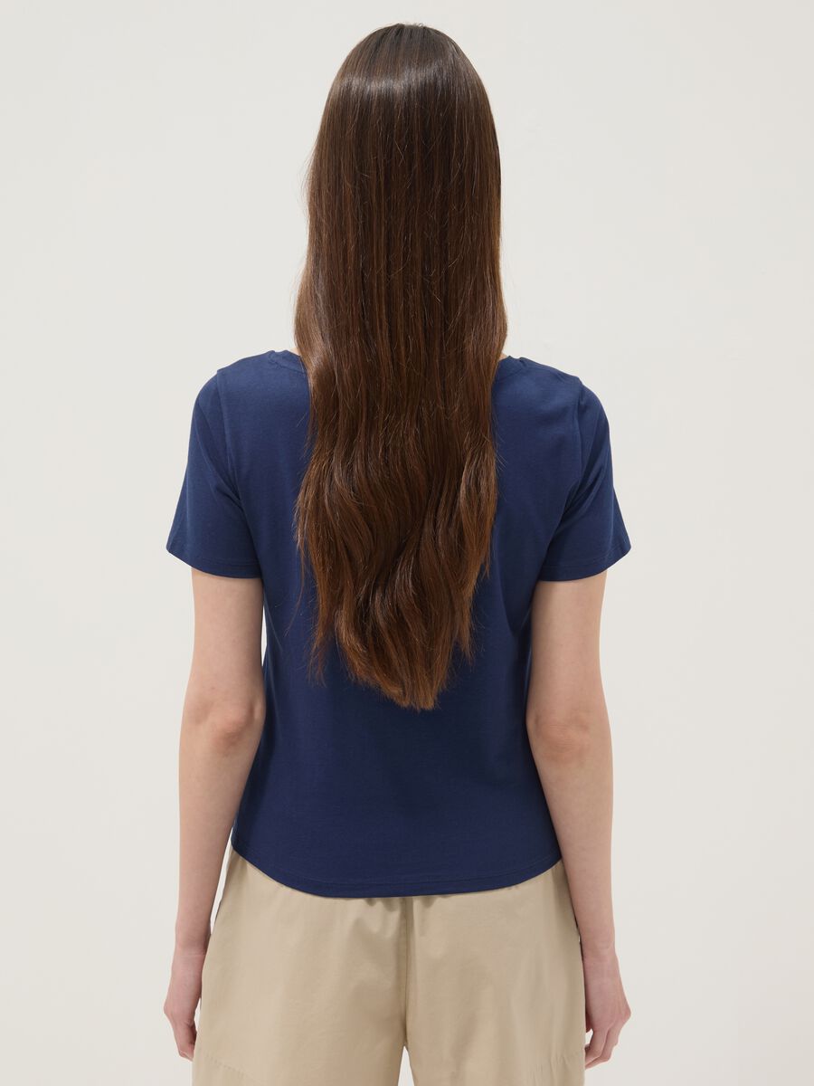 Blue pure cotton short-sleeve T-shirt_3