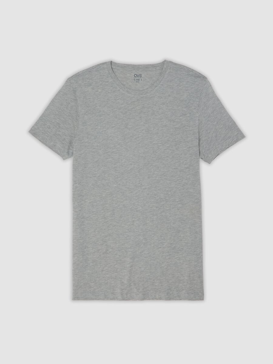 Grey crew-neck T-shirt in pure Supima cotton, regular fit_4