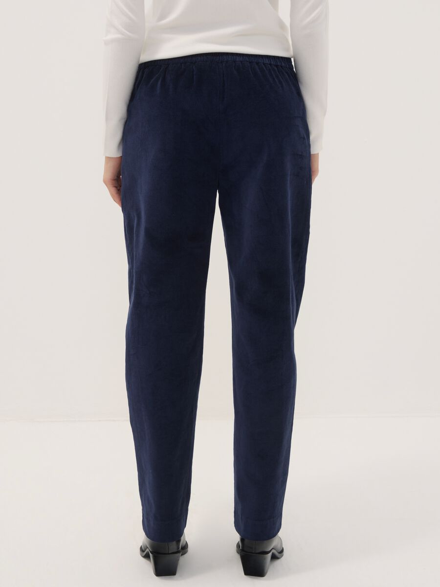 Blue ribbed stretch-cotton trousers with elasticated waistband_3