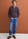 Brown pure cotton polo with zip and classic collar_2
