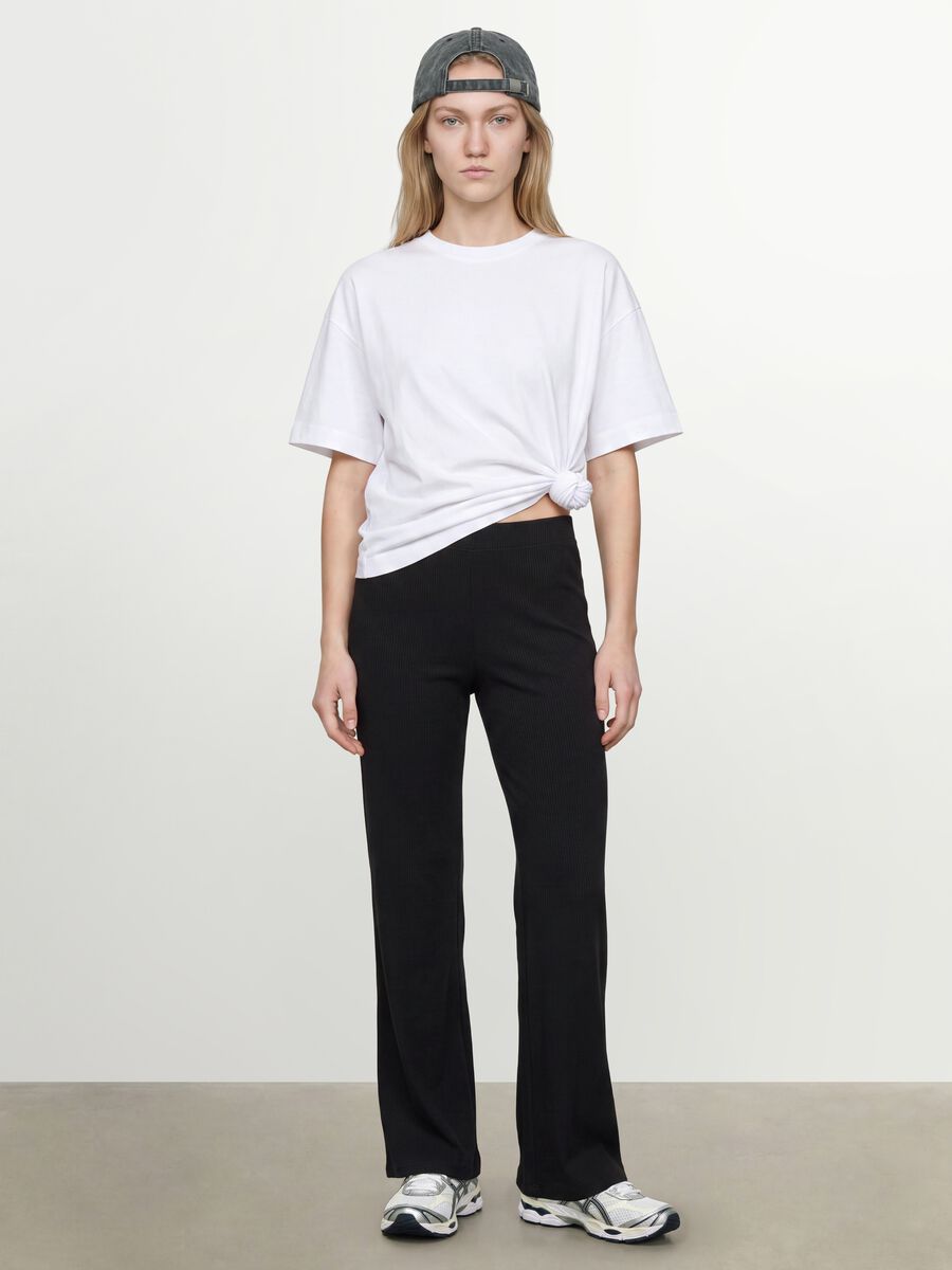 T-shirt over fit bianca in puro cotone a maniche corte_2