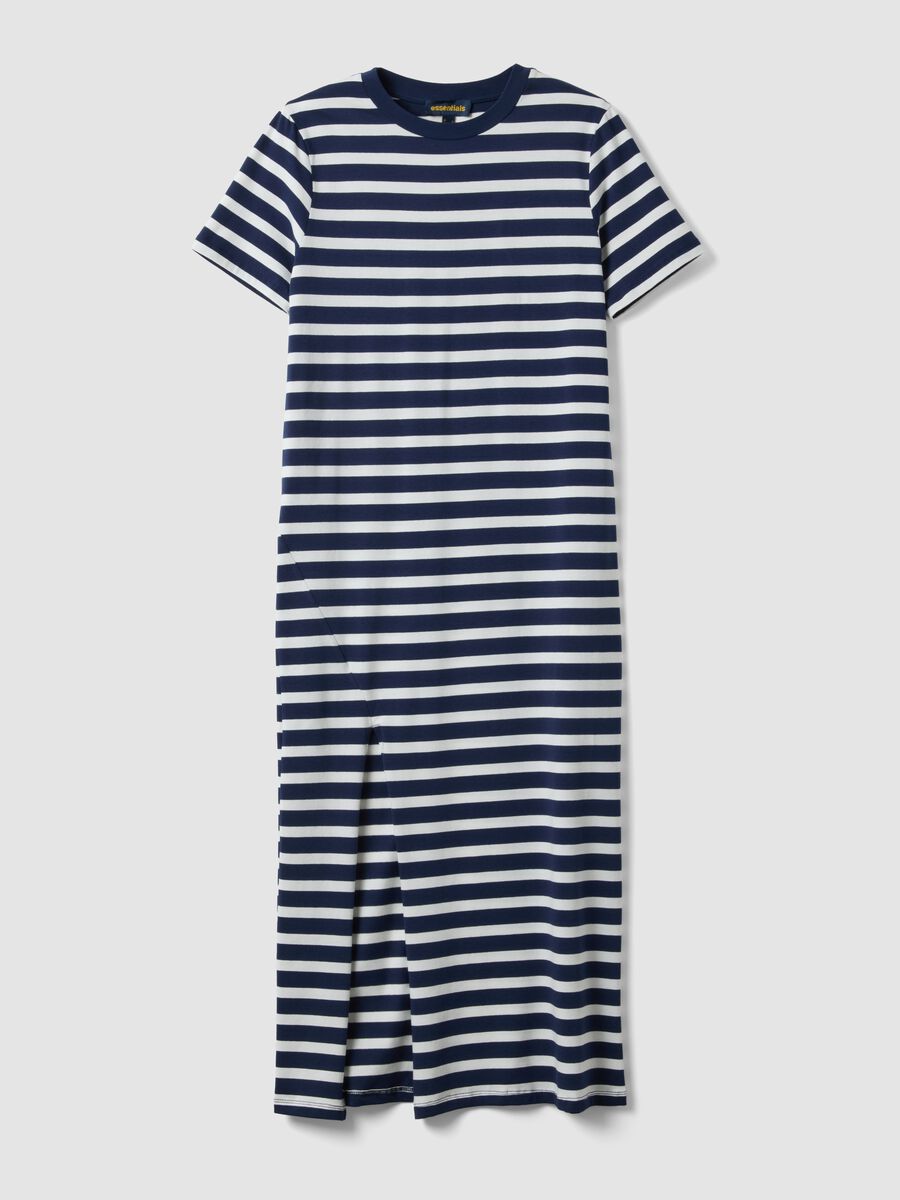 Blue striped stretch cotton maxi dress_4