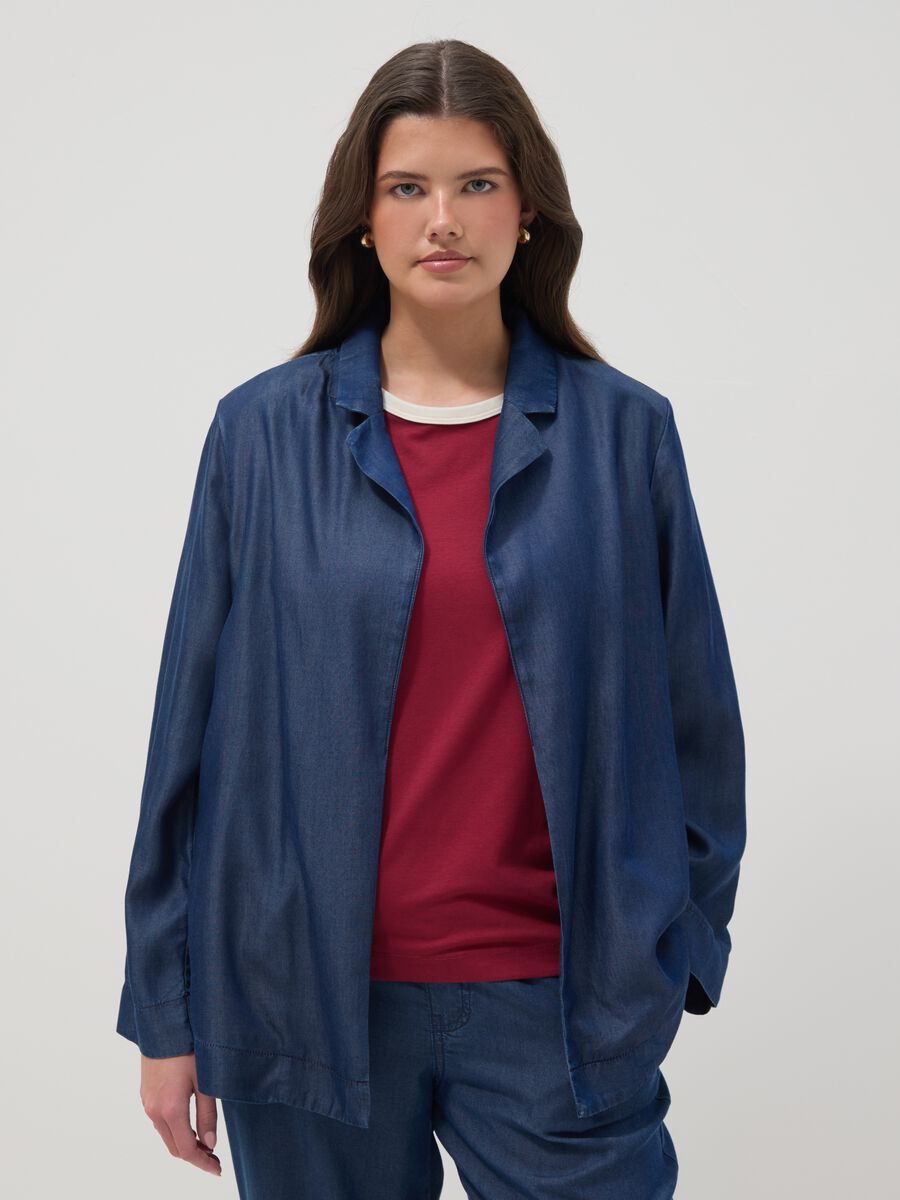 Blue regular fit lyocell blazer_1