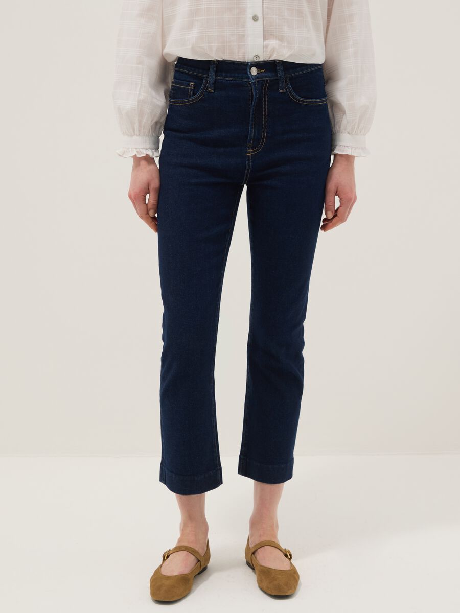 Jeans bootcut in cotone denim elasticizzato blu_1