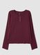 Red ribbed stretch viscose pyjama top_4