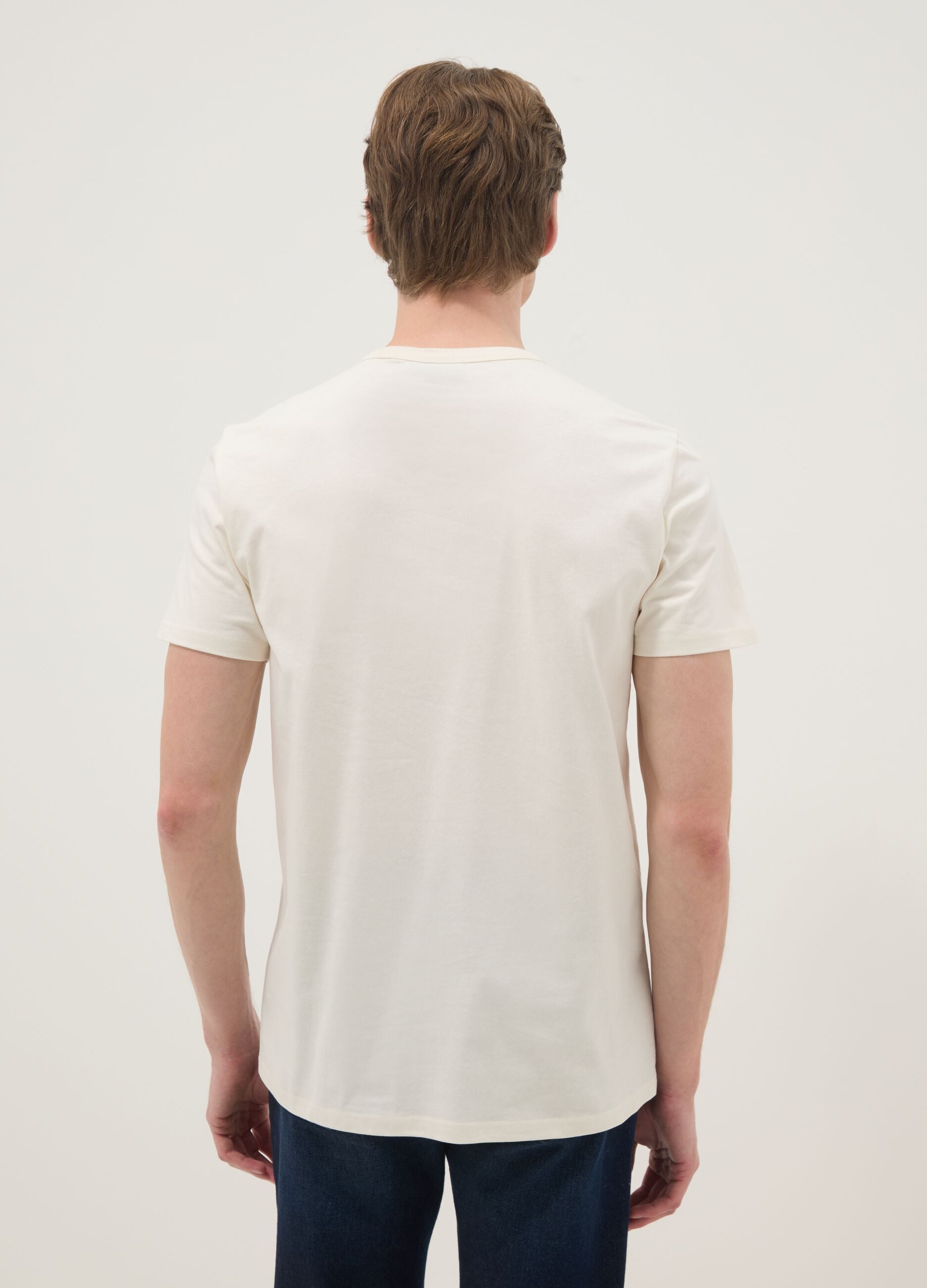 Beige regular fit pure cotton t-shirt with Popeye print