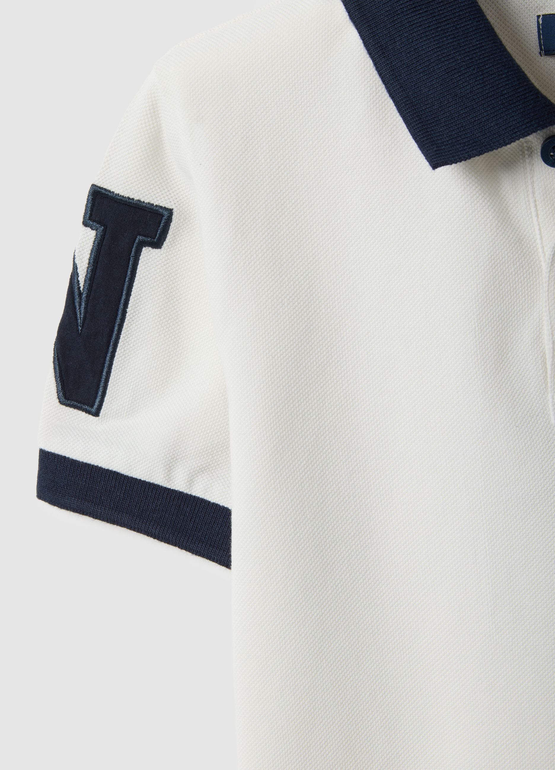Children's white pure cotton regular fit polo