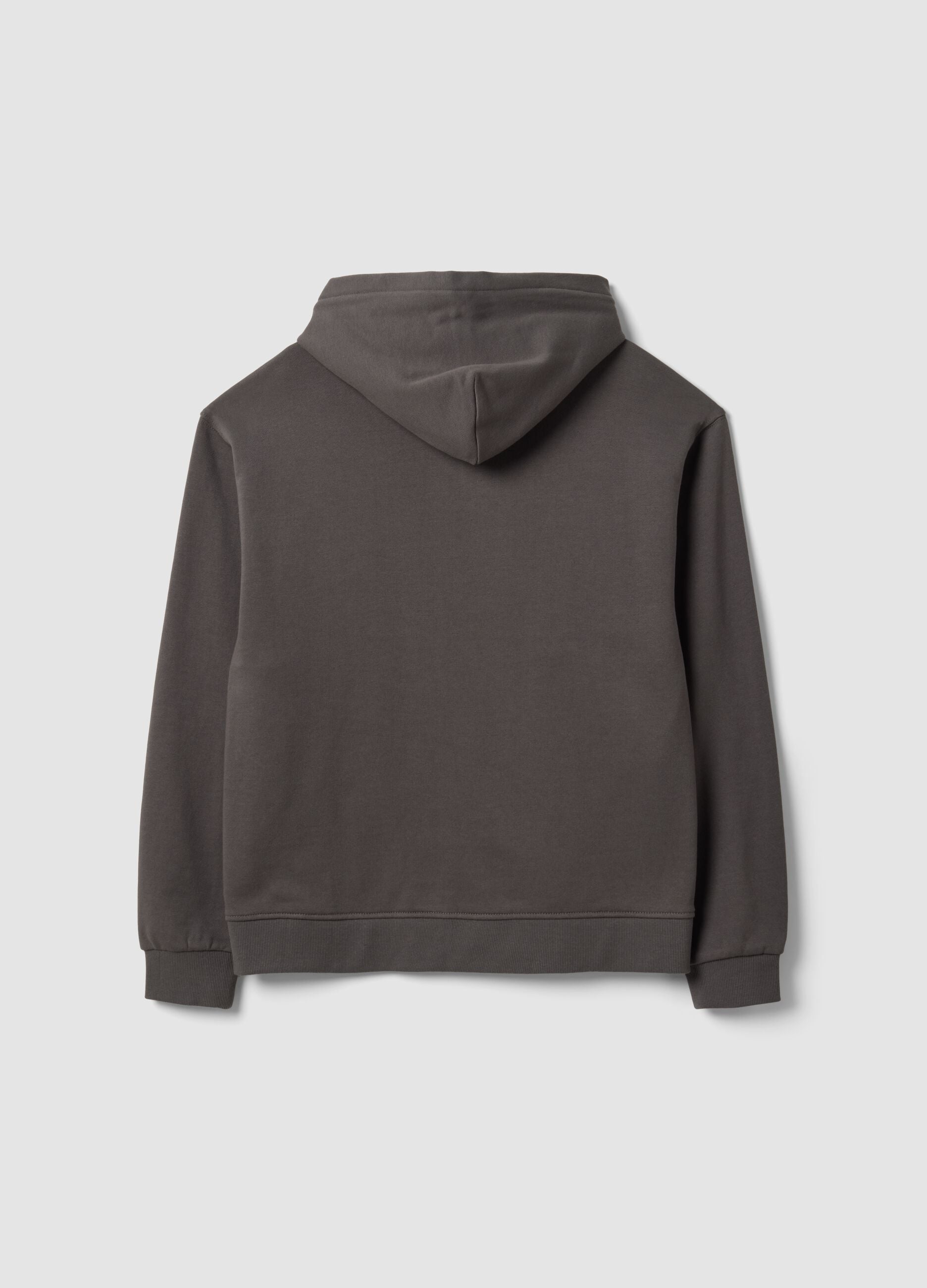Grey organic cotton zip-up hoodie for boys, relaxed fit