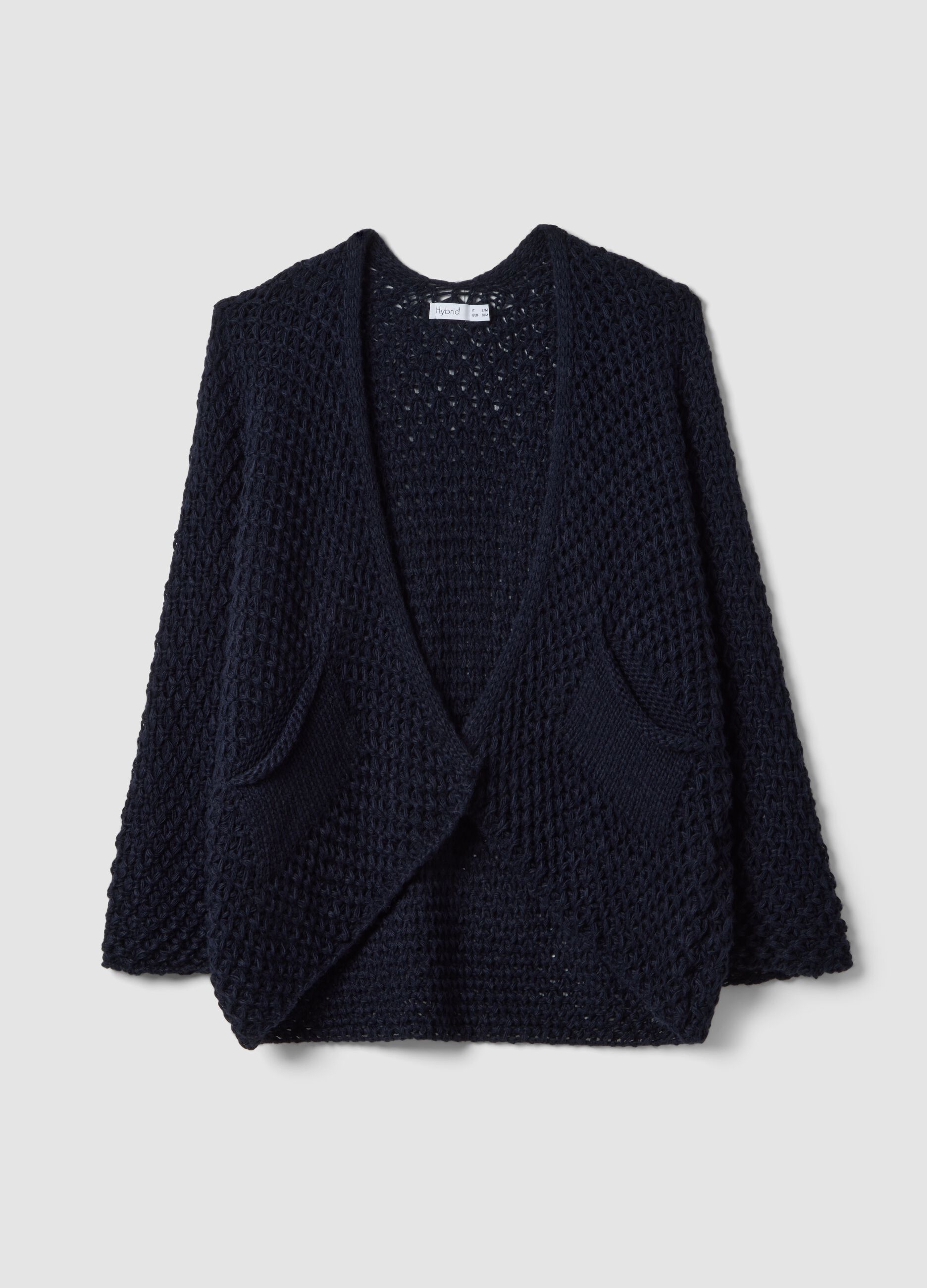 Regular fit blue woven knit cardigan