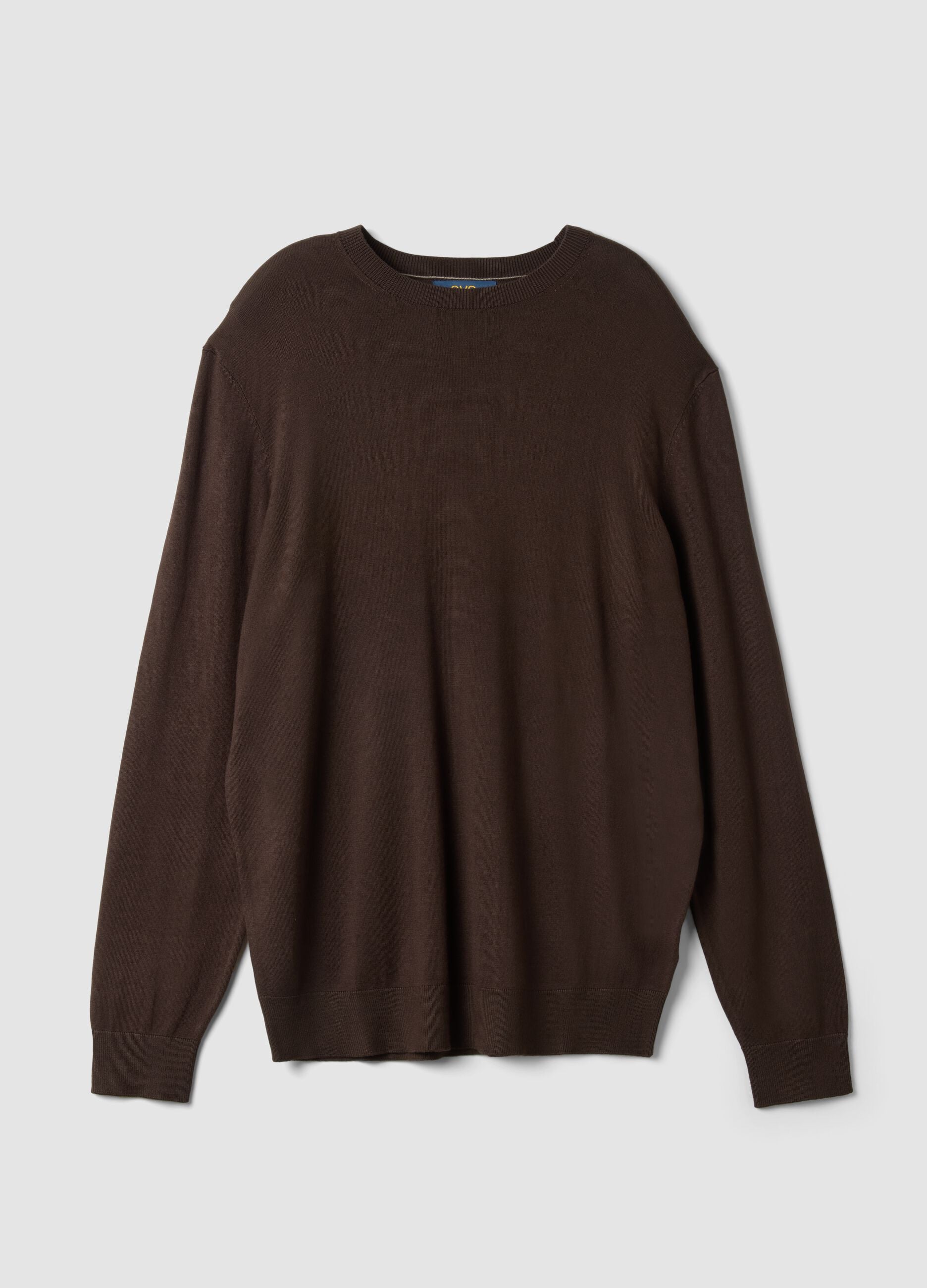 Brown crew-neck viscose-blend jumper, regular fit