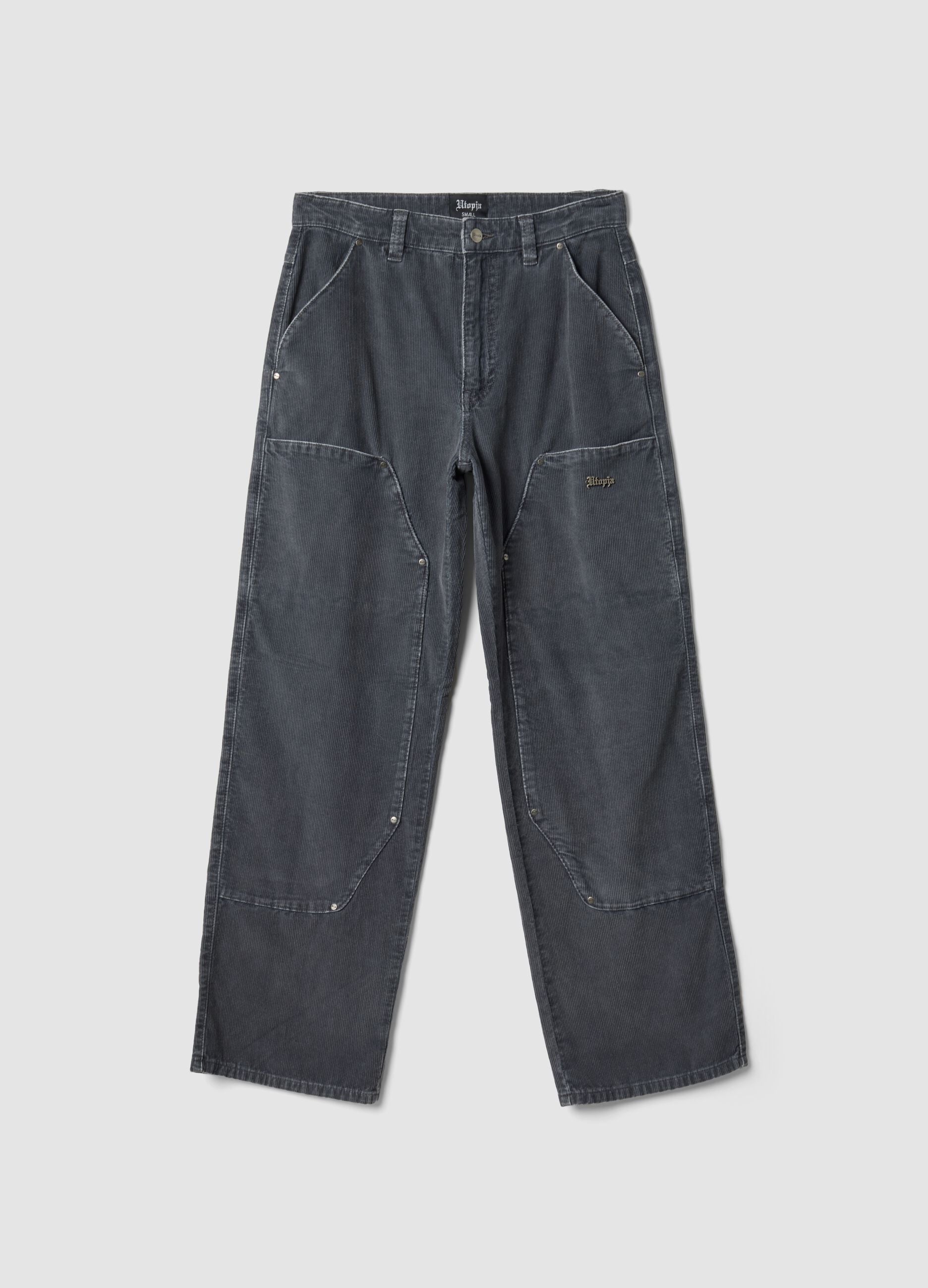 Corduroy Carpernter Pants Washed Grey