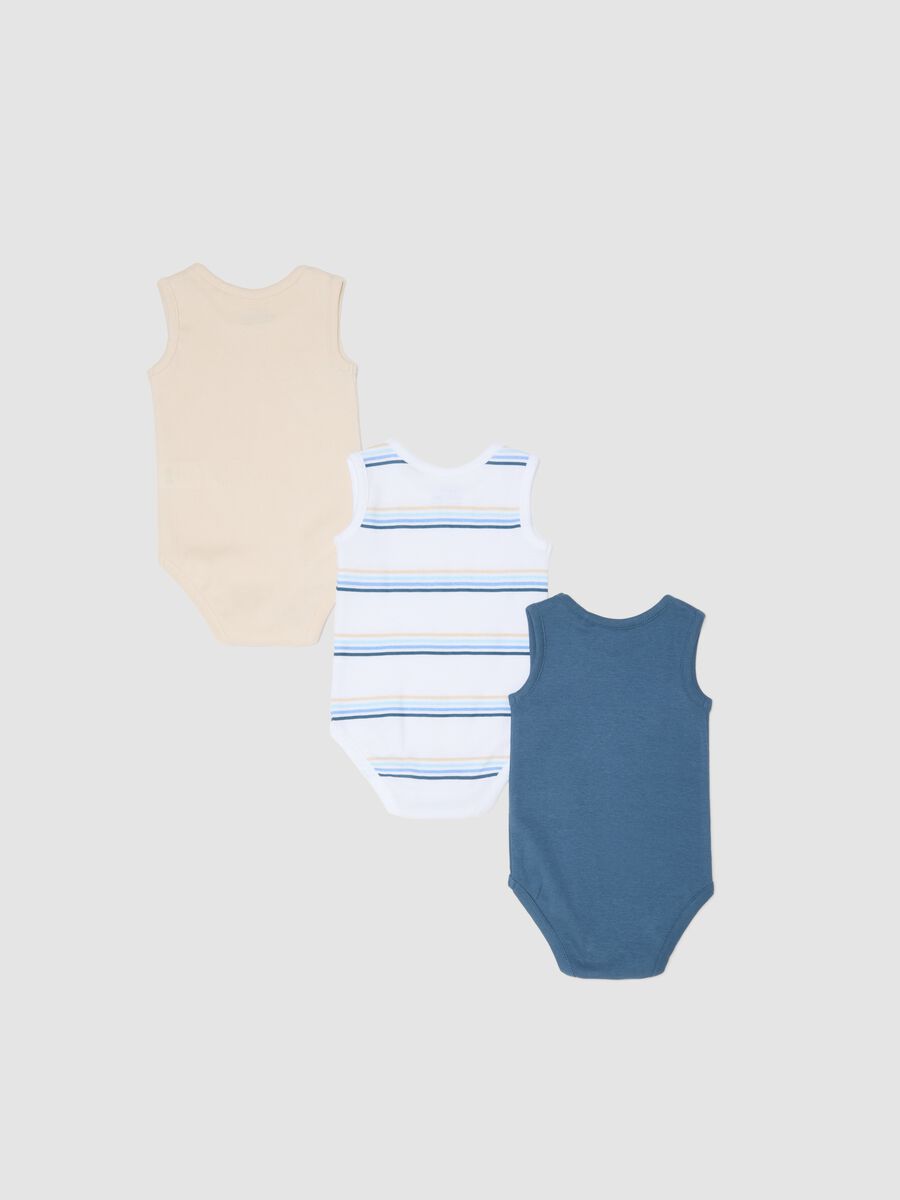Multicolour sleeveless pure cotton baby bodysuit tripack_1