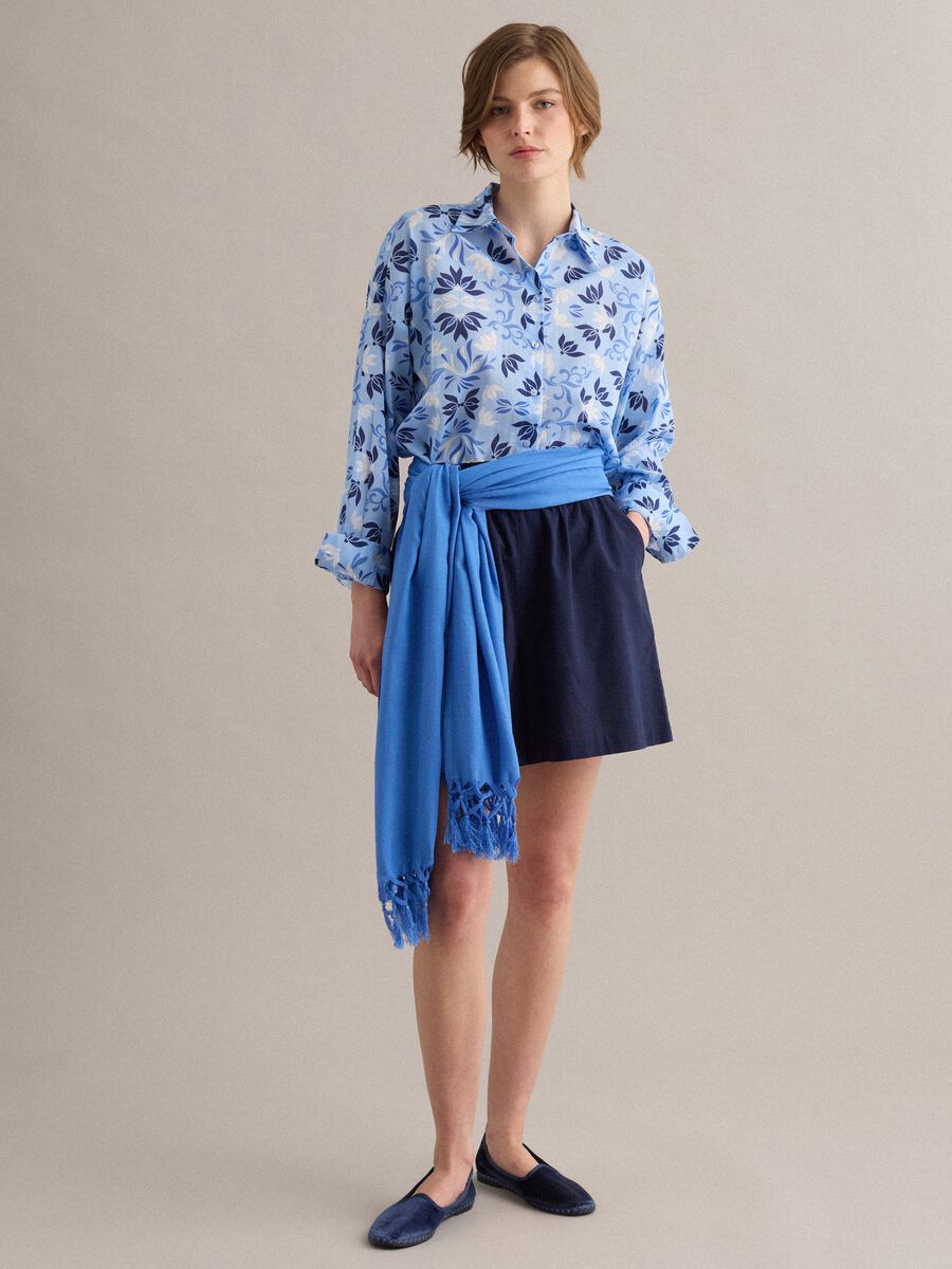 Camicia azzurra a maniche corte in puro cotone_2