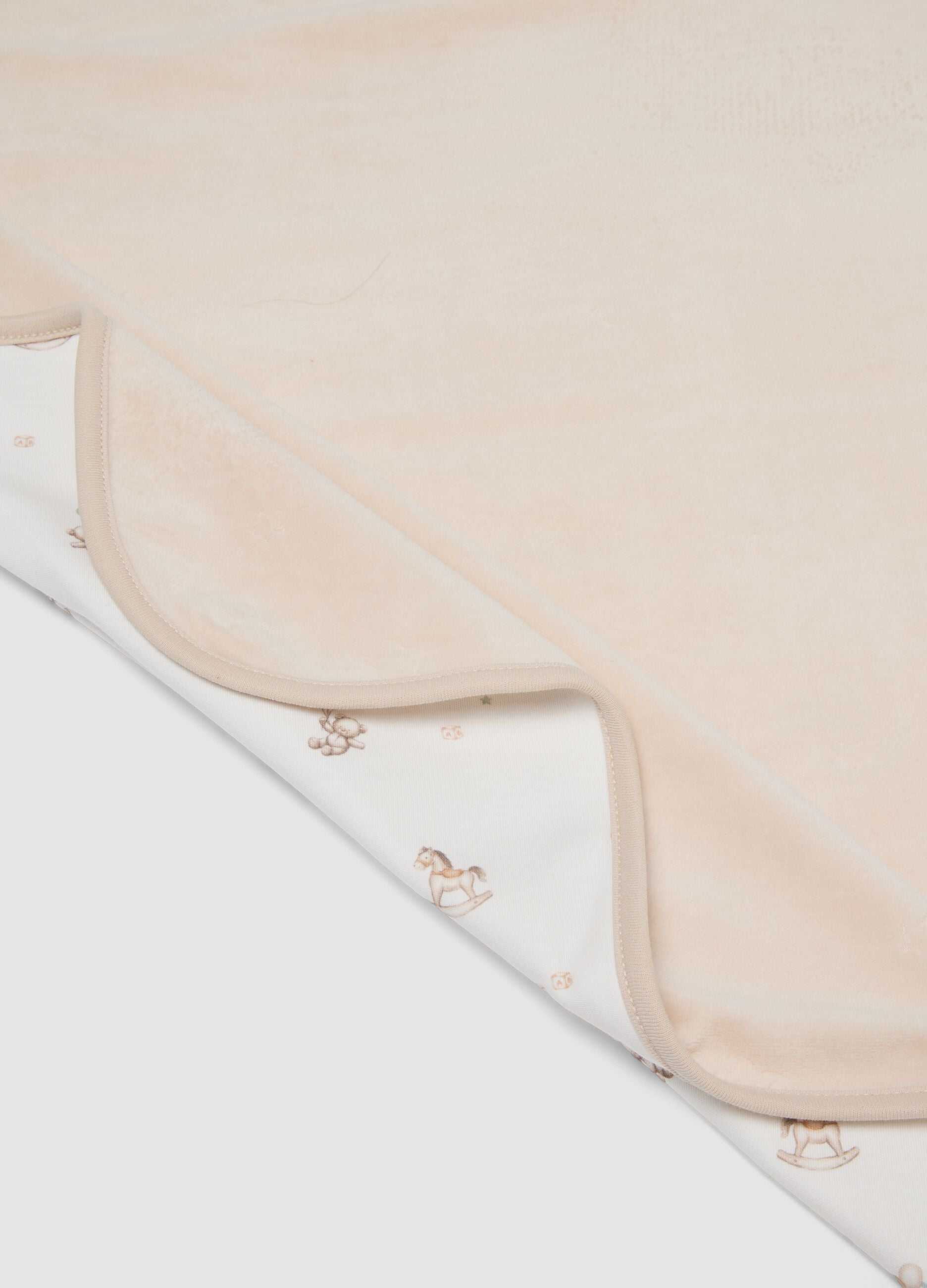 Beige printed organic cotton blend baby blanket