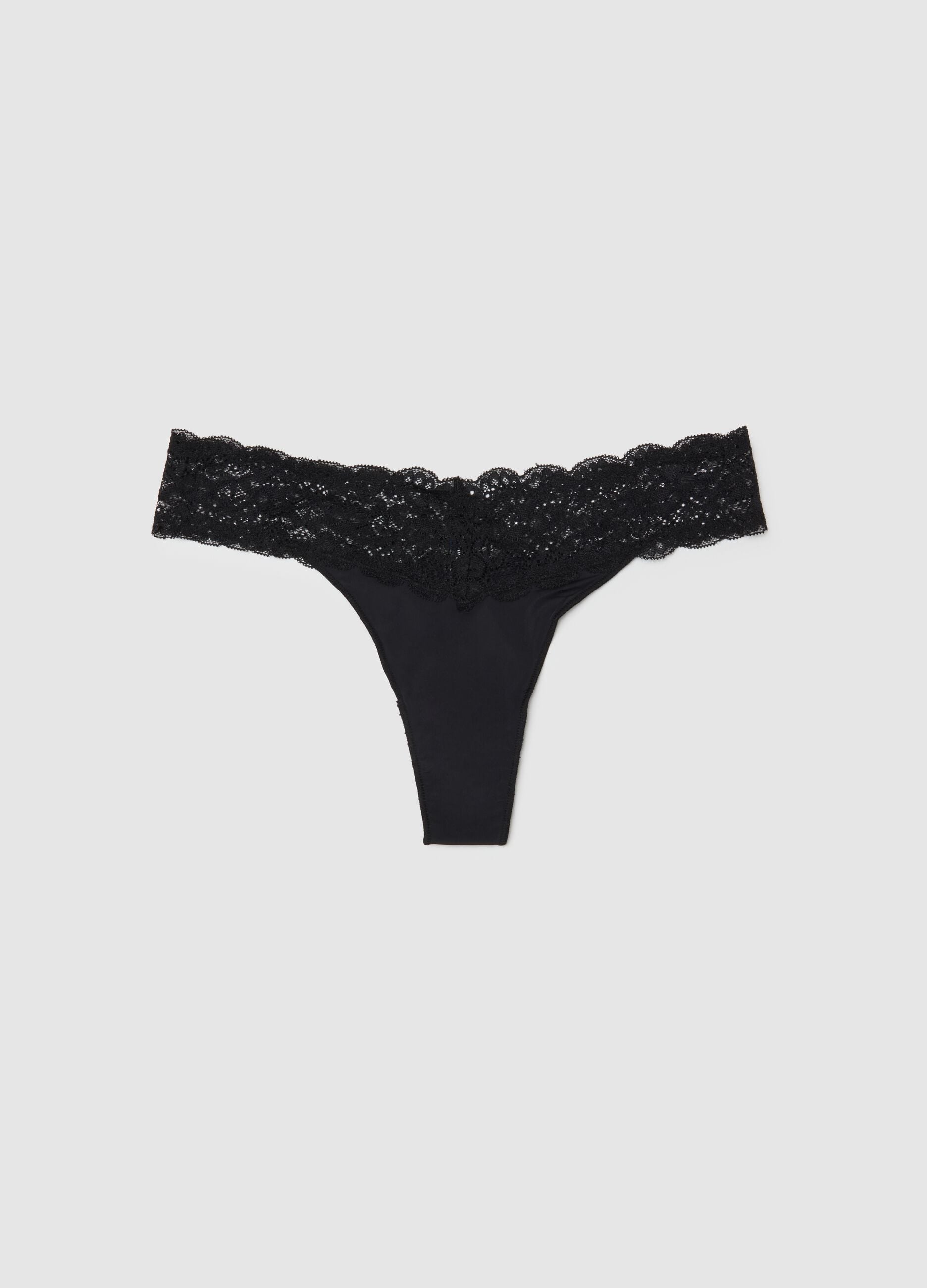 Black Lace Thong Regular Fit