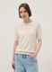 Beige Viscose Blend Regular Fit T-shirt_0