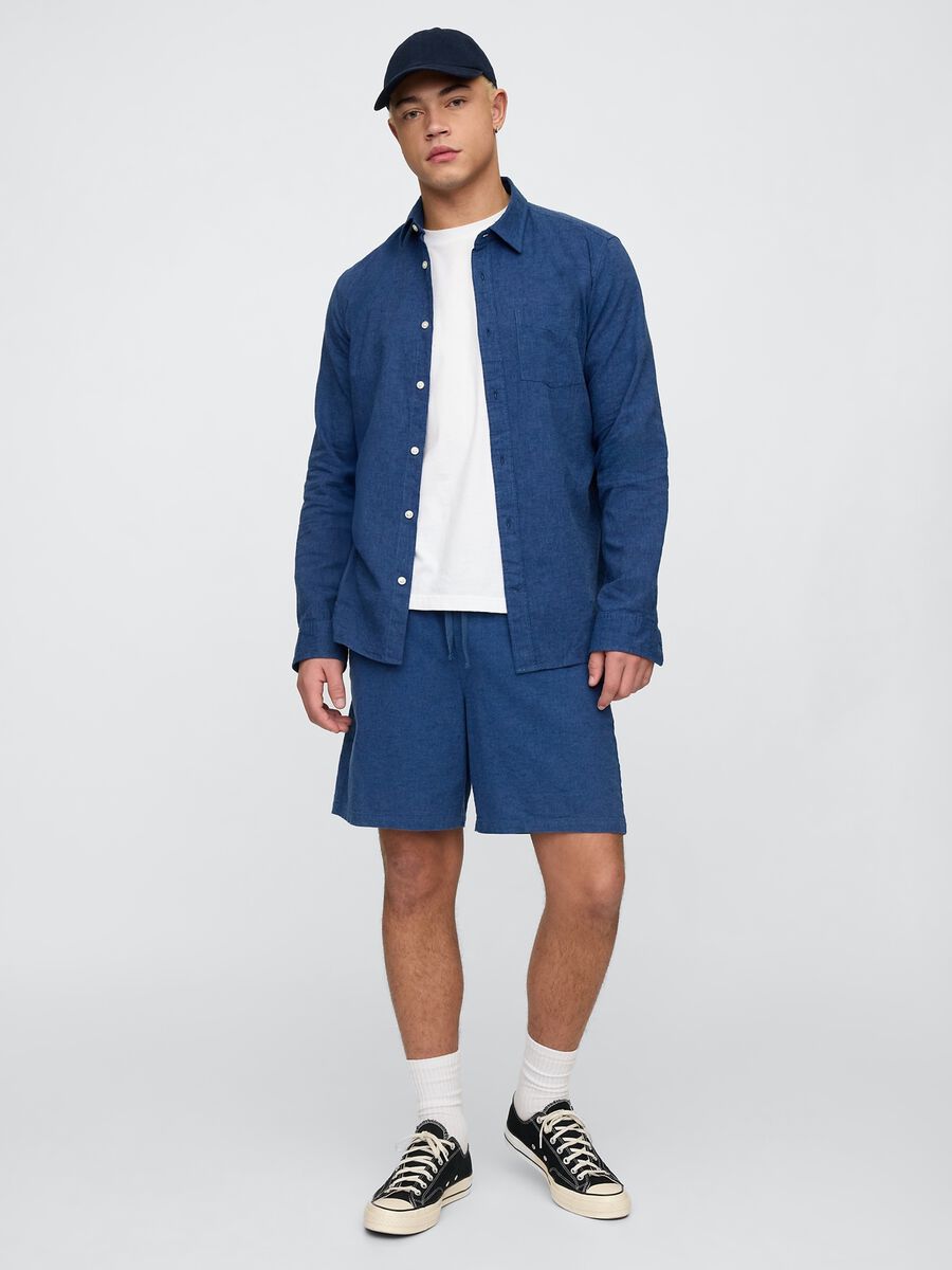 Blue Fabric Blend Shorts_0