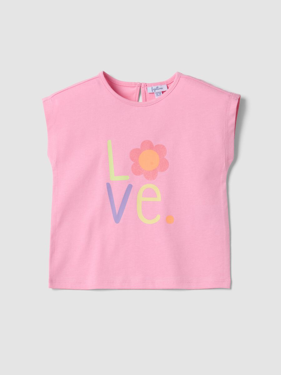T-shirt senza maniche in puro cotone rosa da bimba regular fit_0