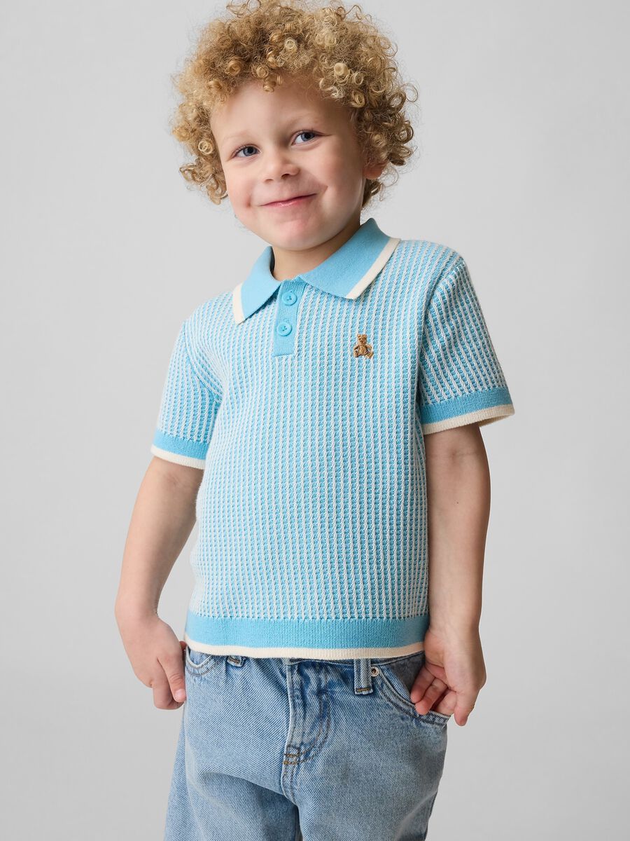 Polo in puro cotone a maniche corte con lavorazione crochet_0