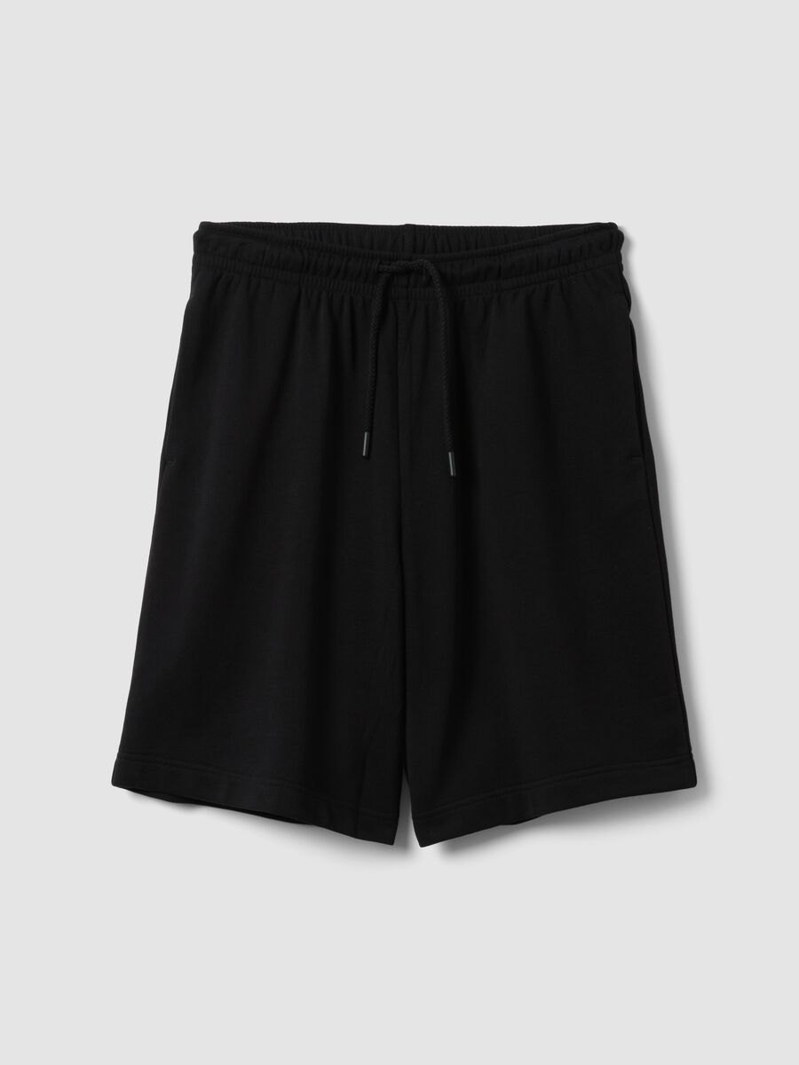 Black cotton-blend regular-fit shorts with elasticated waist_4