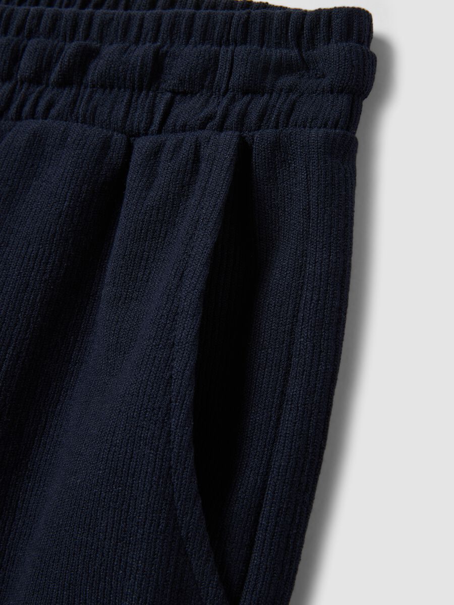 Blue cotton-blend relaxed-fit jogger shorts with drawstring_5