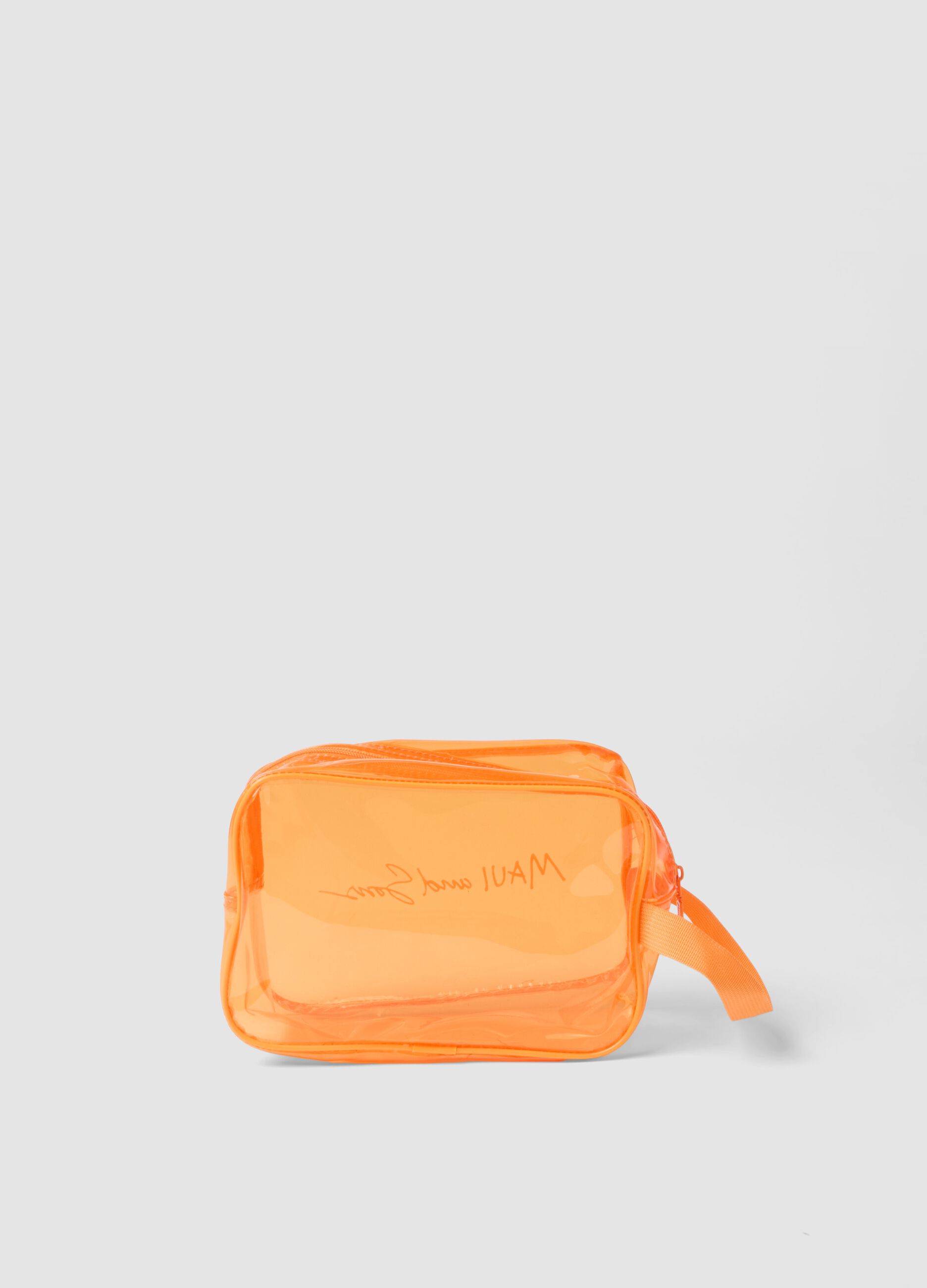 Beauty case arancione con chiusura a cerniera
