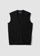 Black viscose-blend waistcoat with deep V-neck, regular fit_3