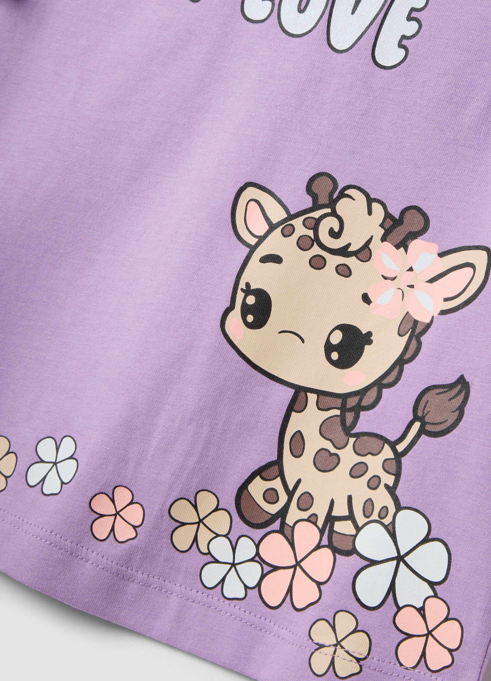Purple organic cotton top with frills