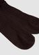 Brown ribbed long socks in pure cotton_1