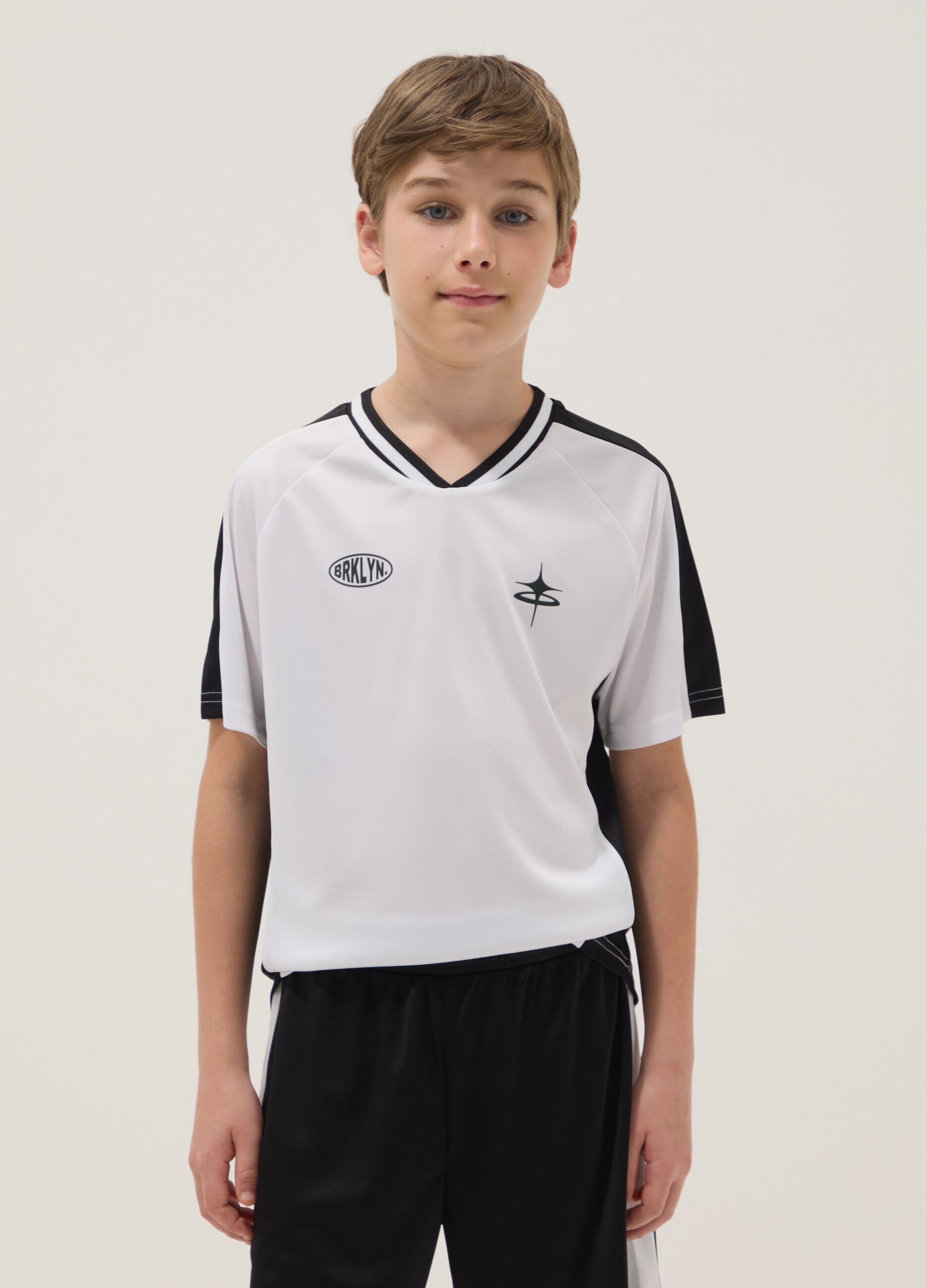 Black and white set with T-shirt and shorts