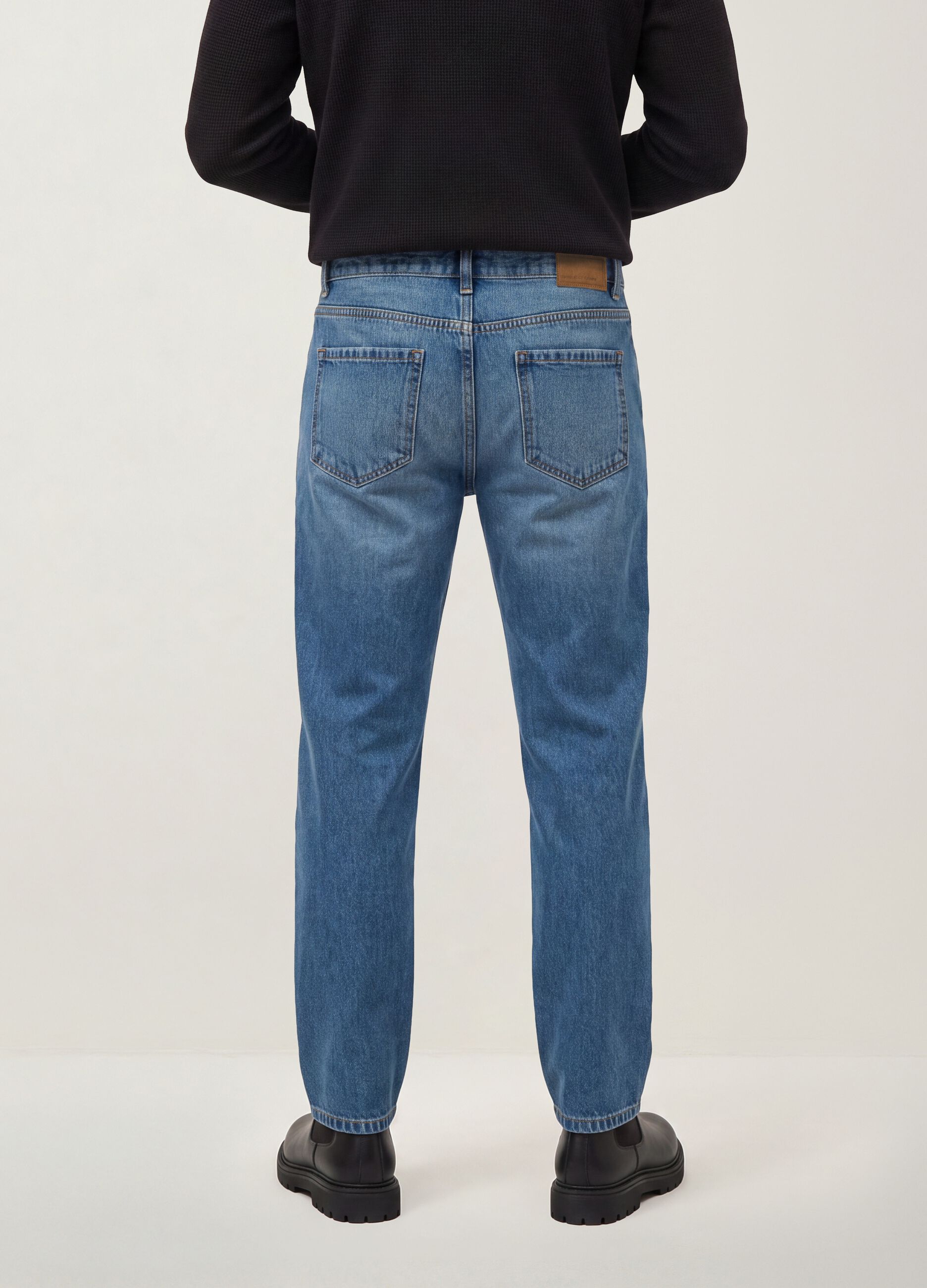 Blue denim jeans in pure cotton, regular fit