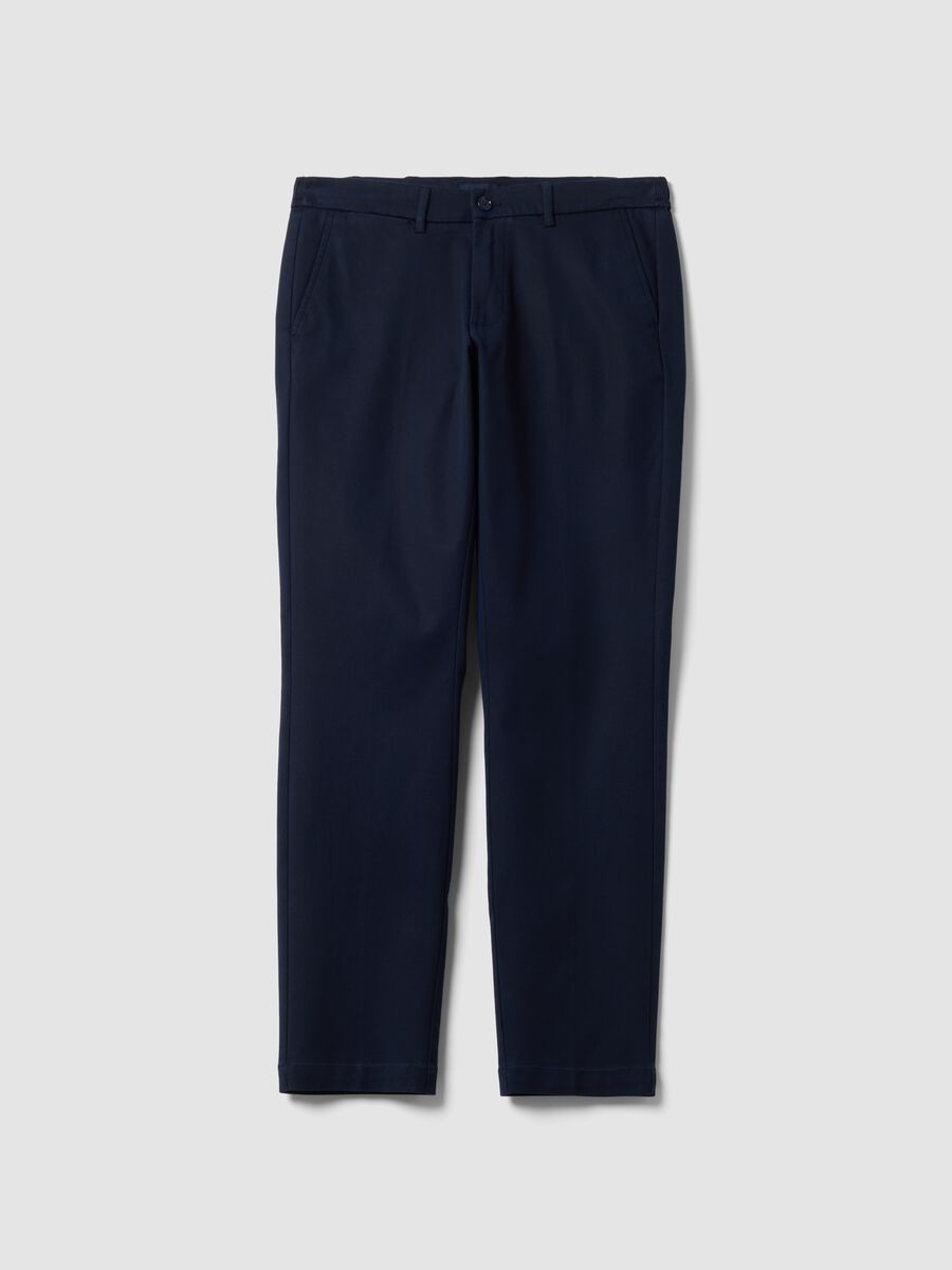 Pantaloni chino blu in lyocell e cotone elasticizzato slim fit_4