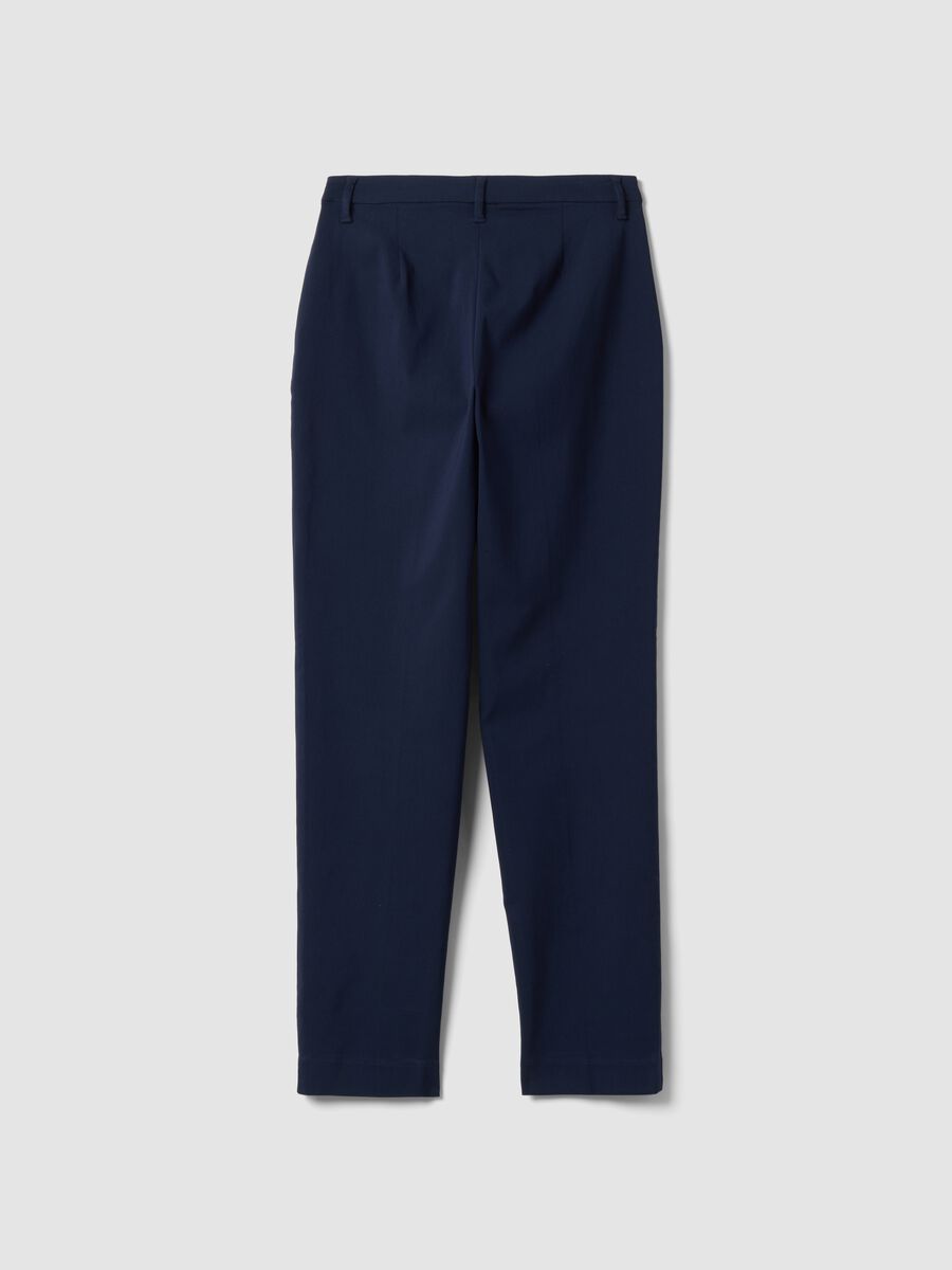 Blue slim-fit stretch viscose chino trousers_6