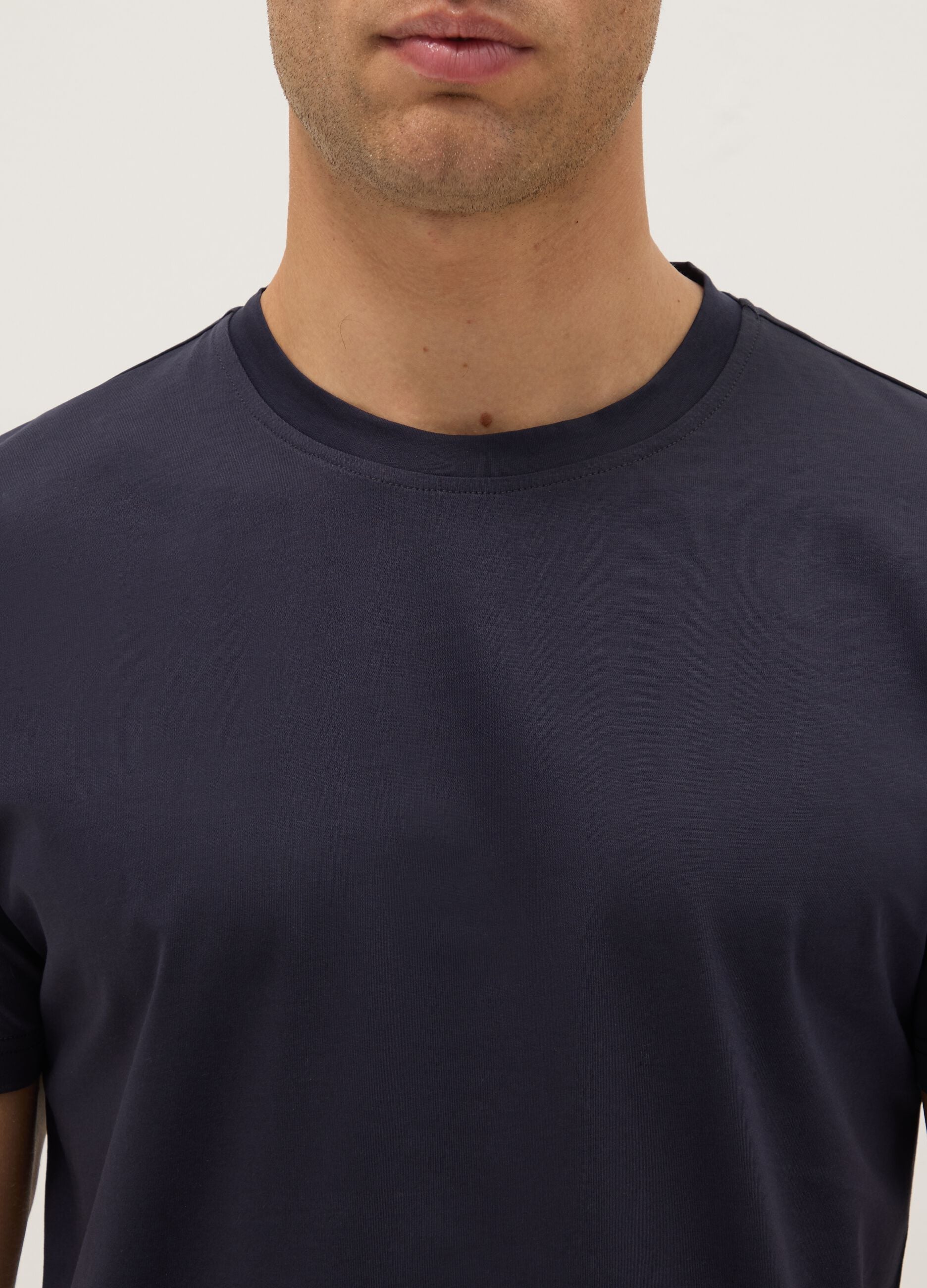 Blue pure cotton T-shirt regular fit