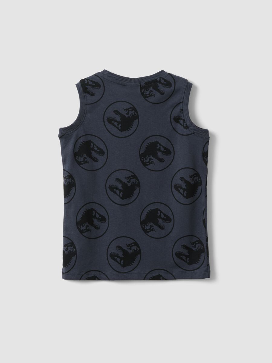 Grey oversized fit pure cotton tank top for kids with print_1