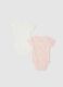 Multicolour pure cotton bodysuit twin pack for baby girls_1