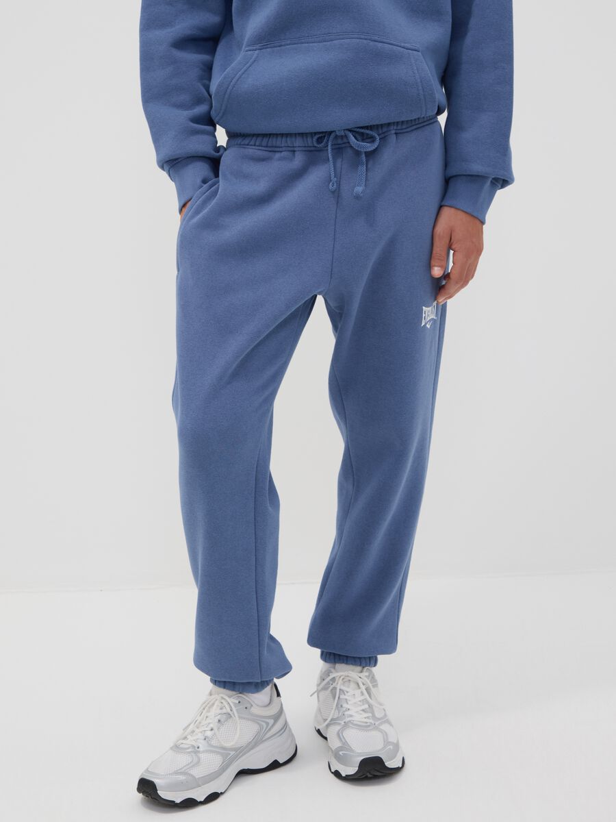 Blue cotton-blend joggers with logo_1