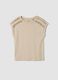 Beige pure cotton T-shirt with openwork inserts_4