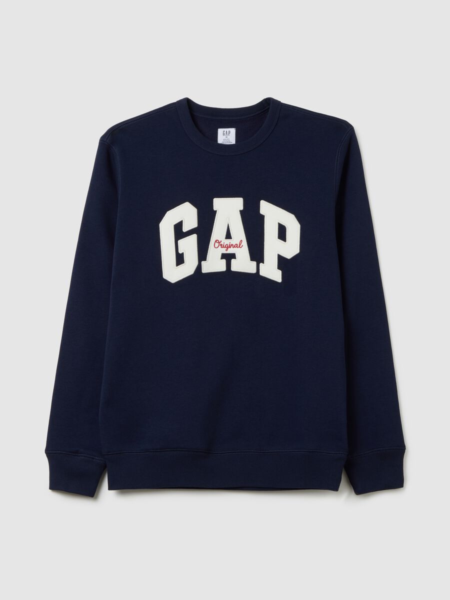 Round-neck sweatshirt with logo patch and embroidery_1
