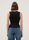 Black pure cotton tank top with V-neck regular fit_2
