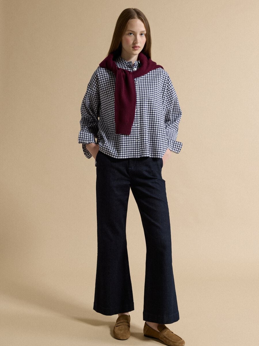 Blue checked regular-fit stretch cotton shirt_2