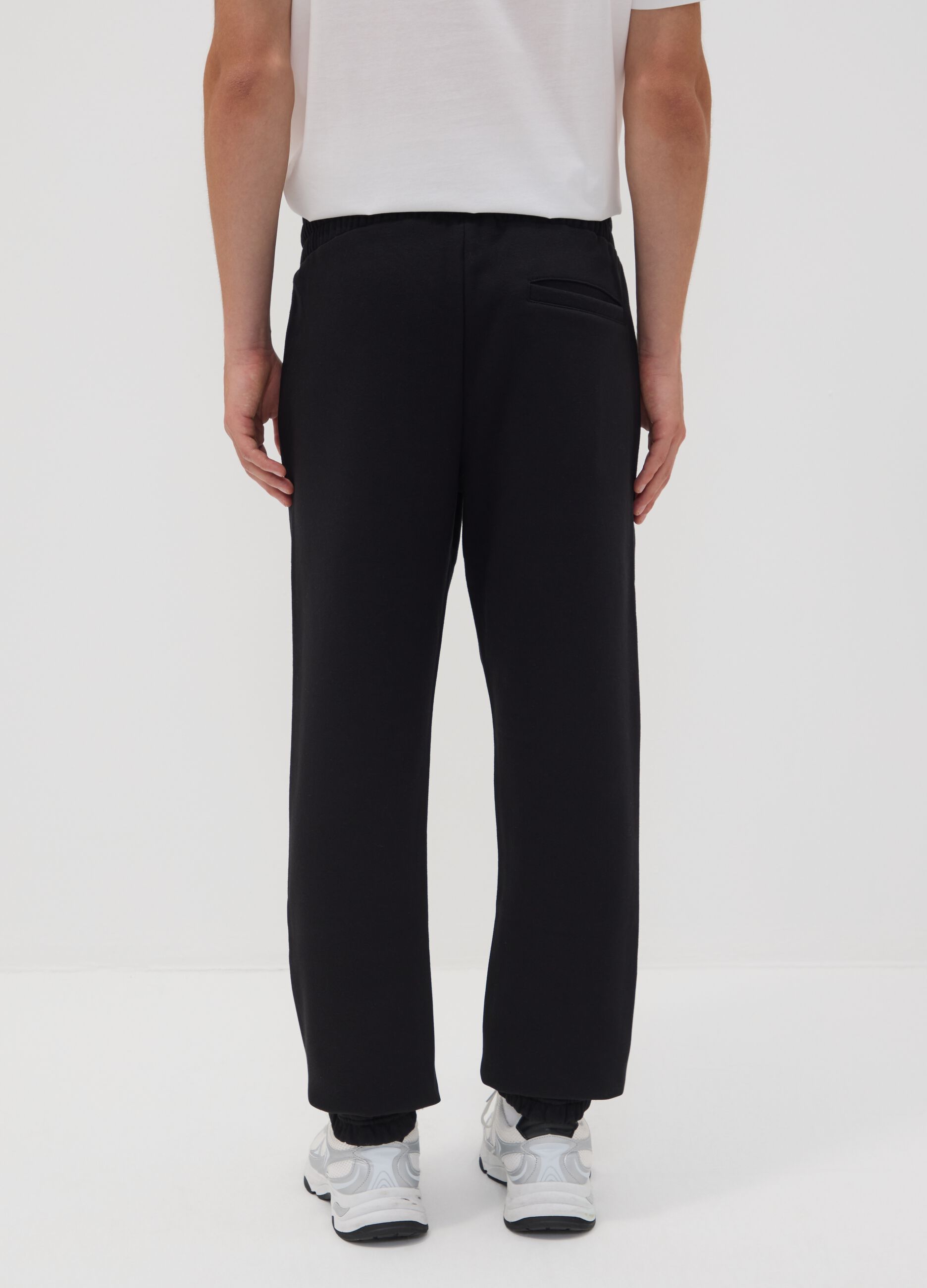 Black cotton-blend joggers with logo
