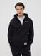Black zip-up hooded sweatshirt in cotton blend_0