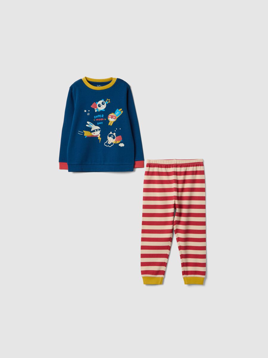 Newborn Regular Fit Multicolour Pure Cotton Pyjamas with Superheroes_0