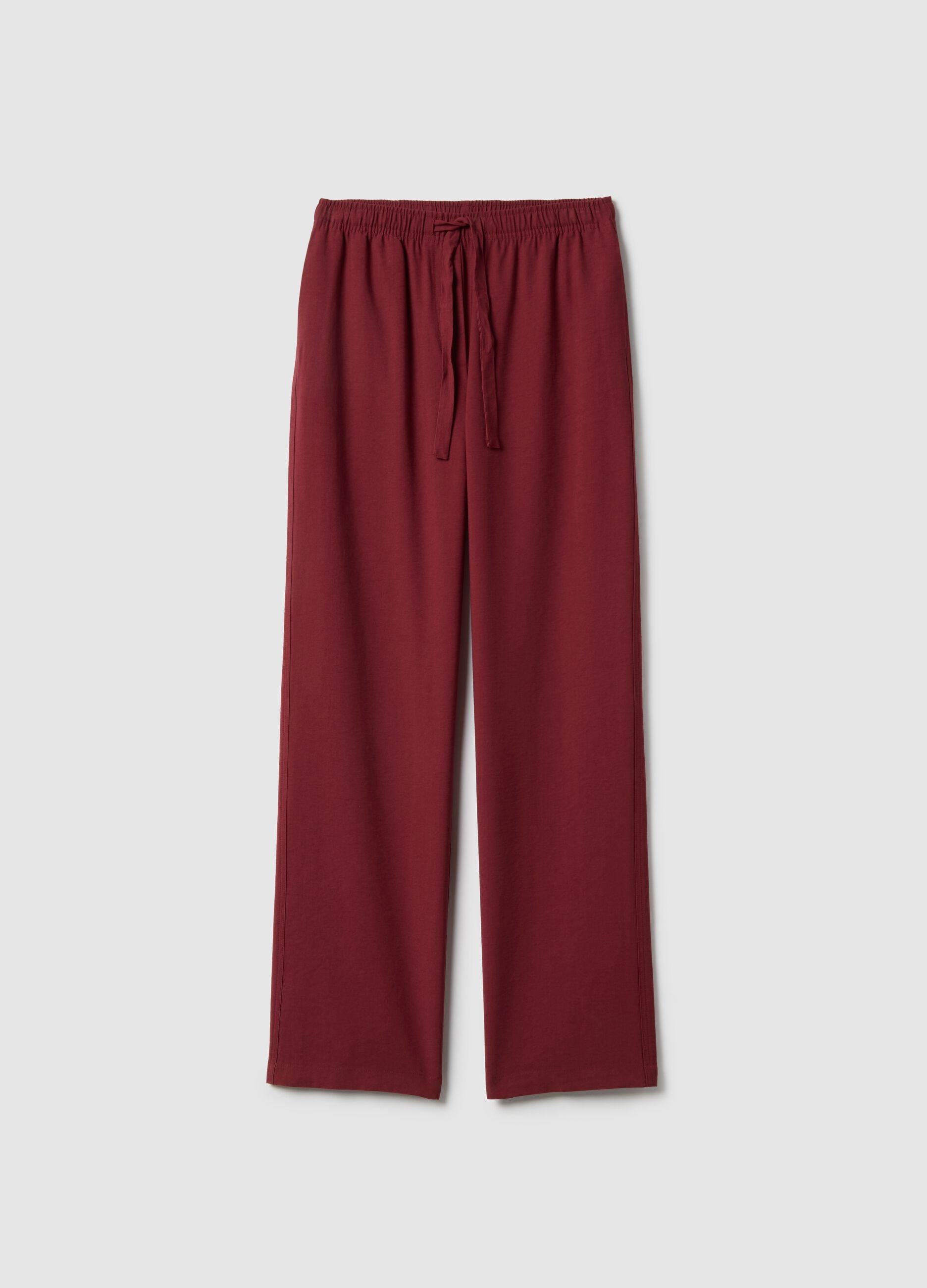 Wide Red Trousers in Viscose Blend