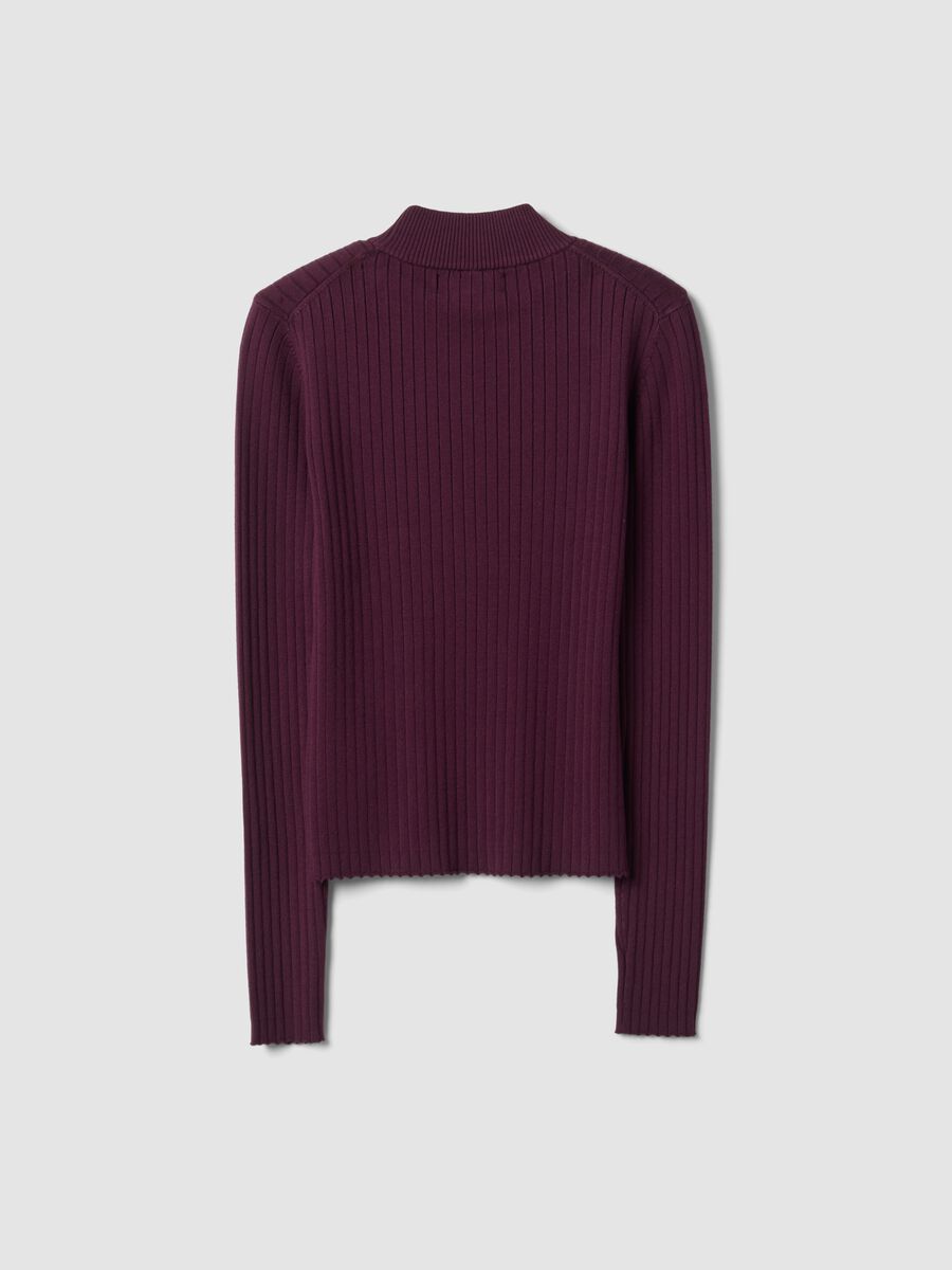 Purple ribbed viscose-blend top with high neck_6