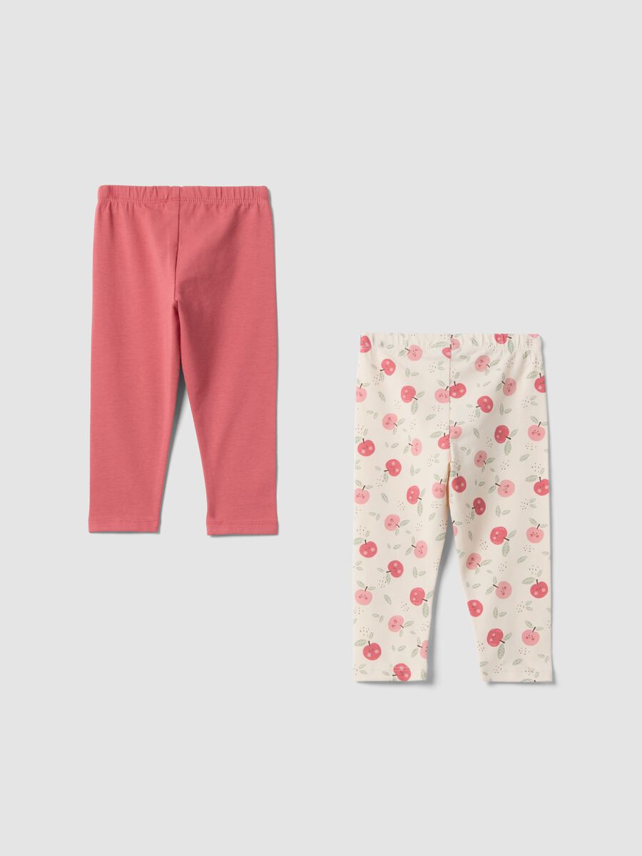 2-pack multicolour organic stretch cotton leggings for baby girl_1