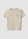 Beige cropped pure cotton crew-neck T-shirt with print_3