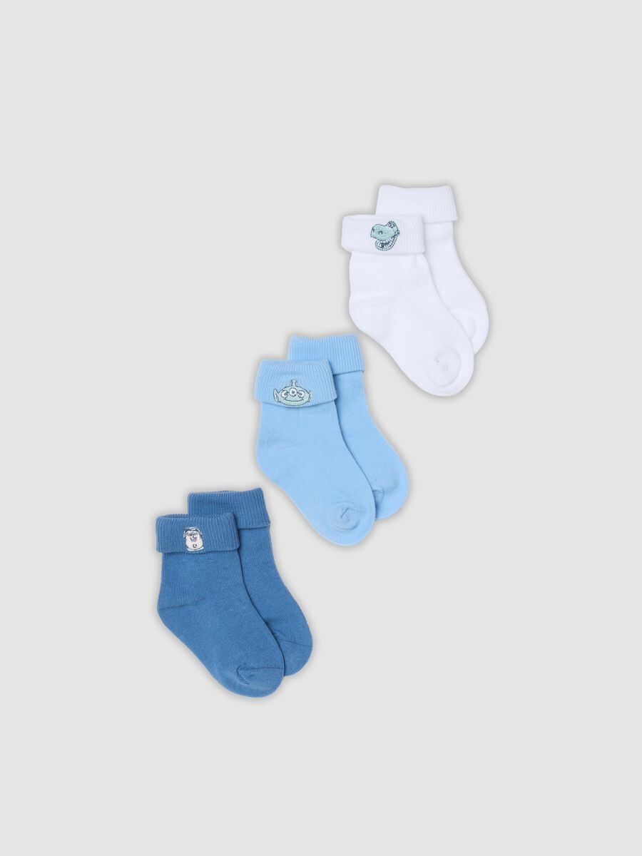 Pack of 3 short organic cotton-blend socks with Toy Story embroidery for baby boy_0