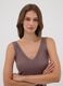 Brown stretch viscose camisole with deep V-neck and lace trim_1